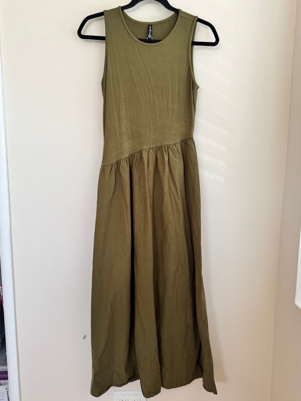 Pretty Garden Midi Dress Green Asymmetrical Drop Waist Sz S